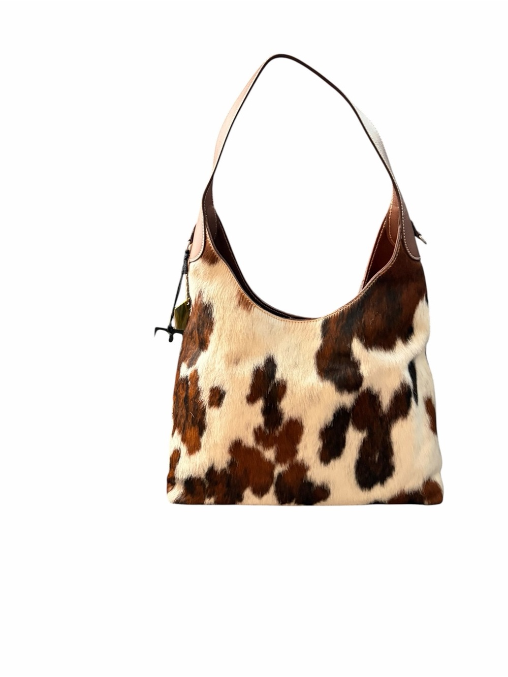 Cavalcanti Genuine Hair-On-Hair Cowhide Shoulder Tote in Brown and Cream